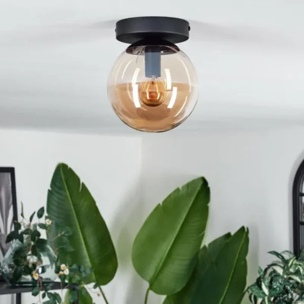 hofstein Plafonnier - Verre Gastor Ambre, 1 lumière* Lampes En Verre