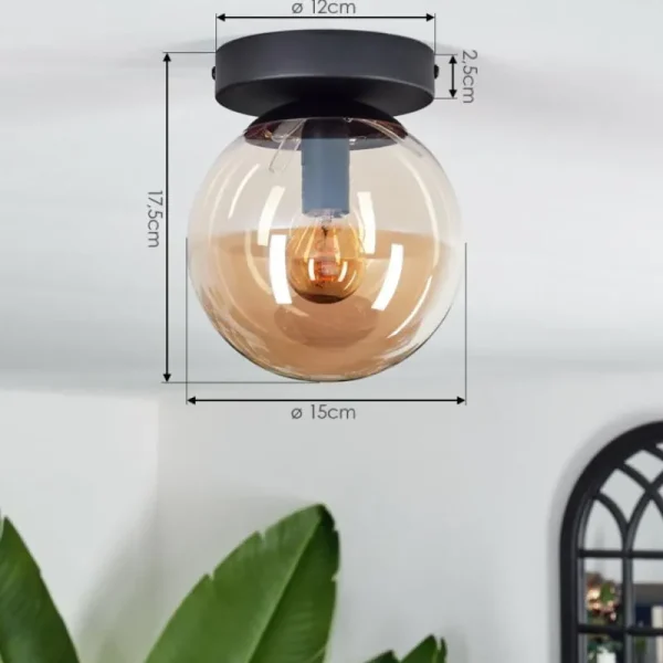 hofstein Plafonnier - Verre Gastor Ambre, 1 lumière* Lampes En Verre