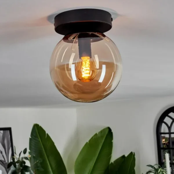 hofstein Plafonnier - Verre Gastor Ambre, 1 lumière* Lampes En Verre