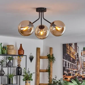 hofstein Plafonnier - Verre Gastor Ambre, 3 lumières* Lampes En Verre