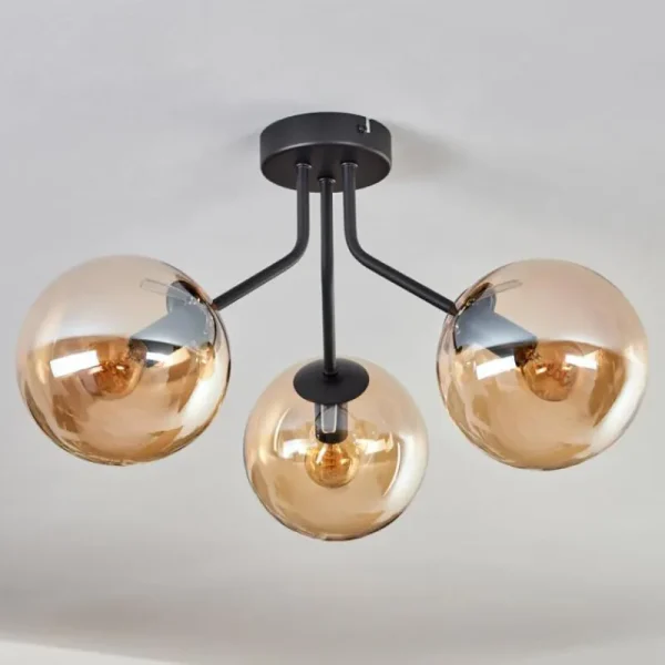 hofstein Plafonnier - Verre Gastor Ambre, 3 lumières* Lampes En Verre