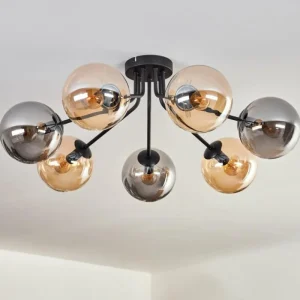 hofstein Plafonnier - Verre Gastor Ambre, Fumé, 7 lumières* Lampes Modernes