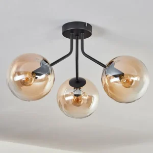 hofstein Plafonnier - Verre Gastor Ambre, Clair, Noir, 3 lumières* Lampes En Verre