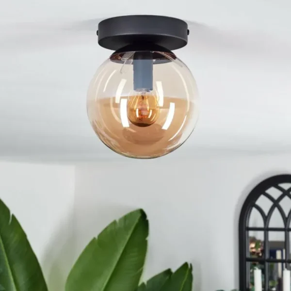 hofstein Plafonnier - Verre Gastor Ambre, 1 lumière* Lampes En Verre