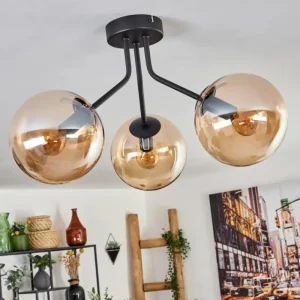hofstein Plafonnier - Verre Gastor Ambre, 3 lumières* Lampes En Verre