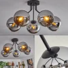 hofstein Plafonnier - Verre Koyoto Chrome, Fumé, 5 lumières* Lampes Modernes