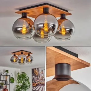 hofstein Plafonnier - Verre Koyoto Écru, Noir, 4 lumières* Lampes Modernes