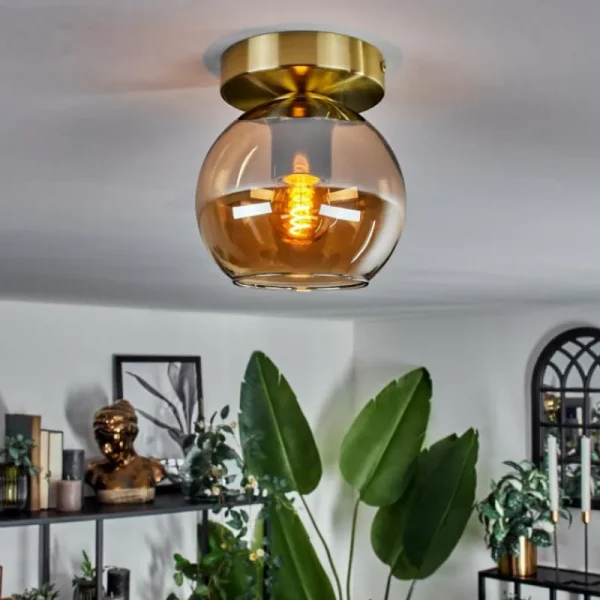 hofstein Plafonnier - Verre Koyoto Laiton, 1 lumière* Lampes En Verre