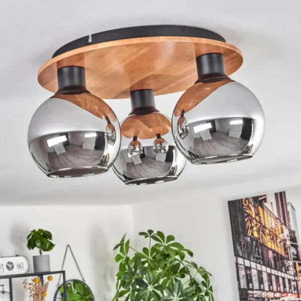 hofstein Plafonnier - Verre Koyoto Écru, Noir, 3 lumières* Lampes Modernes