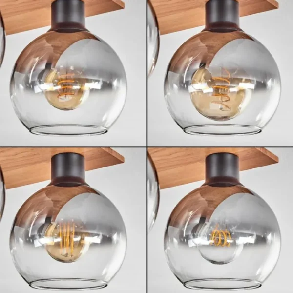 hofstein Plafonnier - Verre Koyoto Écru, Noir, 4 lumières* Lampes Modernes