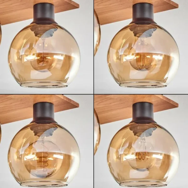 hofstein Plafonnier - Verre Koyoto Écru, Noir, 4 lumières* Lampes Modernes