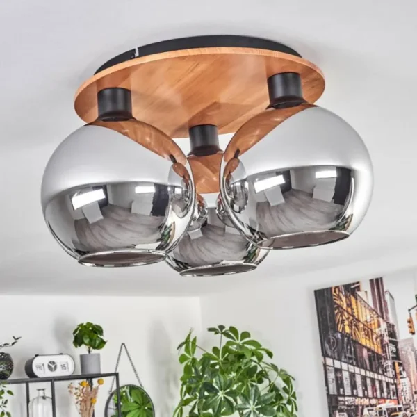hofstein Plafonnier - Verre Koyoto Écru, Noir, 3 lumières* Lampes Modernes