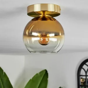 hofstein Plafonnier - Verre Koyoto Laiton, 1 lumière* Lampes En Verre