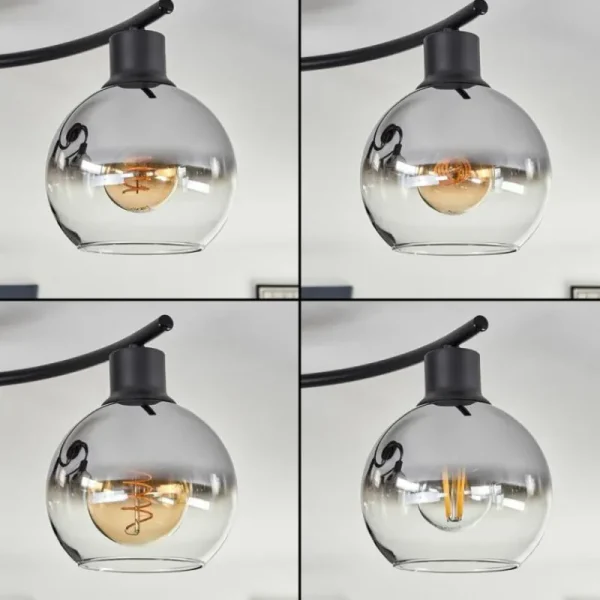 hofstein Plafonnier - Verre Koyoto Chrome, Clair, Fumé, 4 lumières* Lampes Modernes