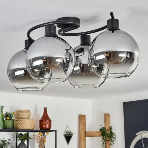 hofstein Plafonnier - Verre Koyoto Clair, Fumé, 4 lumières* Lampes Modernes