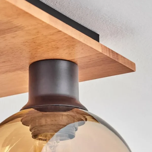 hofstein Plafonnier - Verre Koyoto Écru, Noir, 4 lumières* Lampes Modernes