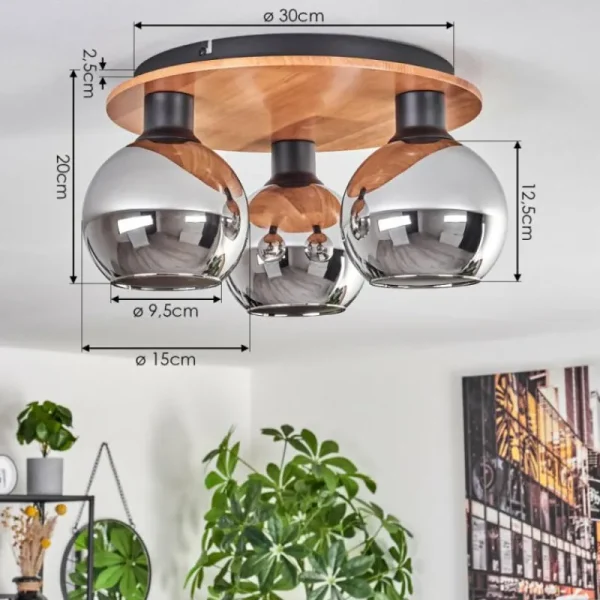 hofstein Plafonnier - Verre Koyoto Écru, Noir, 3 lumières* Lampes Modernes