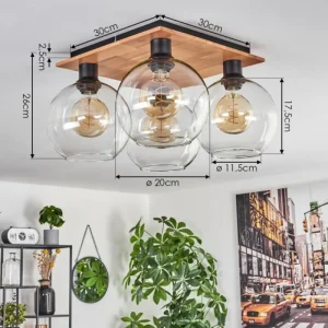 hofstein Plafonnier - Verre Koyoto Écru, Noir, 4 lumières* Lampes Modernes