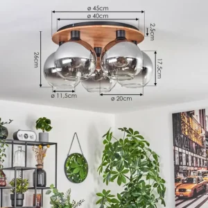 hofstein Plafonnier - Verre Koyoto Écru, Noir, 5 lumières* Lampes Modernes