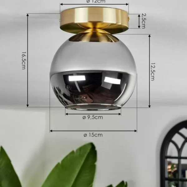 hofstein Plafonnier - Verre Koyoto Laiton, Noir, 1 lumière* Lampes Modernes