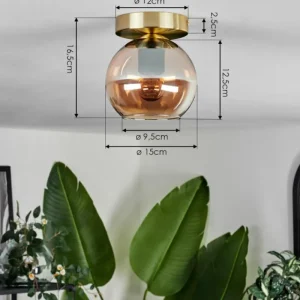 hofstein Plafonnier - Verre Koyoto Laiton, 1 lumière* Lampes En Verre