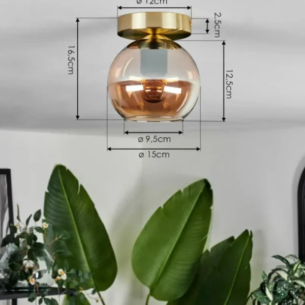 hofstein Plafonnier - Verre Koyoto Laiton, 1 lumière* Lampes En Verre