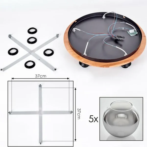 hofstein Plafonnier - Verre Koyoto Écru, Noir, 5 lumières* Lampes Modernes