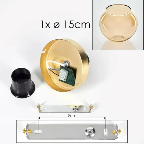 hofstein Plafonnier - Verre Koyoto Laiton, 1 lumière* Lampes En Verre