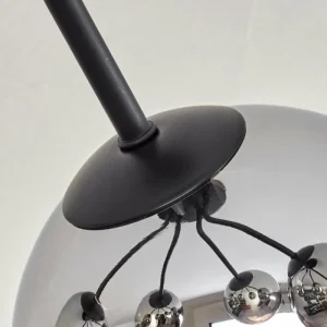 hofstein Plafonnier - Verre Koyoto Chrome, Fumé, 5 lumières* Lampes Modernes