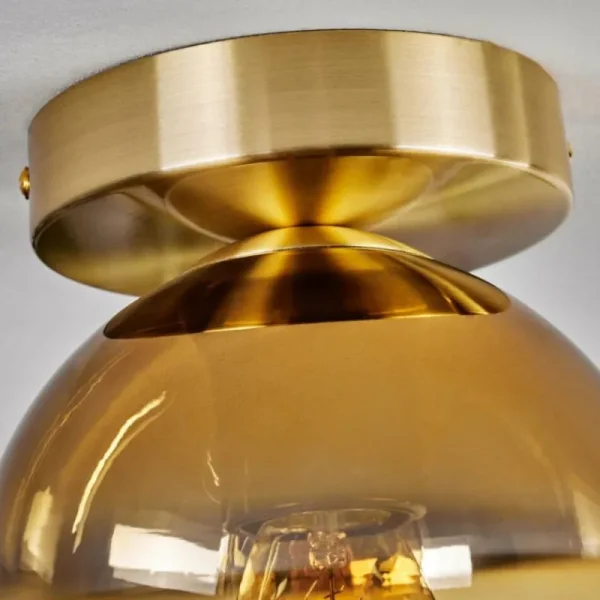 hofstein Plafonnier - Verre Koyoto Laiton, 1 lumière* Lampes En Verre