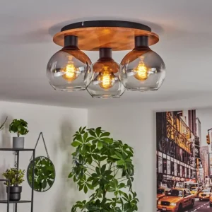 hofstein Plafonnier - Verre Koyoto Écru, Noir, 3 lumières* Lampes Modernes