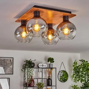 hofstein Plafonnier - Verre Koyoto Écru, Noir, 4 lumières* Lampes Modernes
