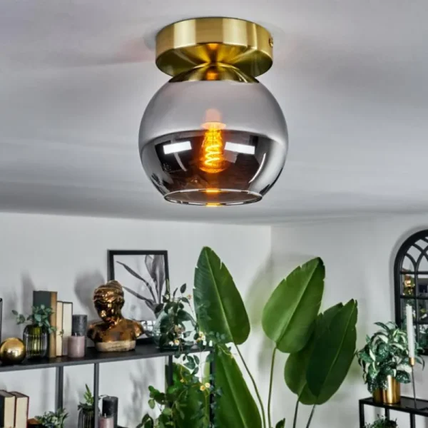 hofstein Plafonnier - Verre Koyoto Laiton, Noir, 1 lumière* Lampes Modernes