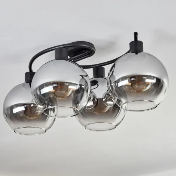 hofstein Plafonnier - Verre Koyoto Clair, Fumé, 4 lumières* Lampes Modernes