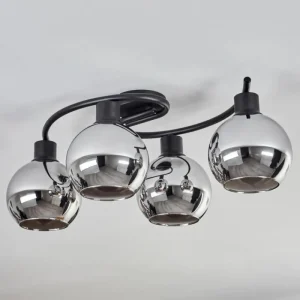 hofstein Plafonnier - Verre Koyoto Chrome, Fumé, 4 lumières* Lampes Modernes