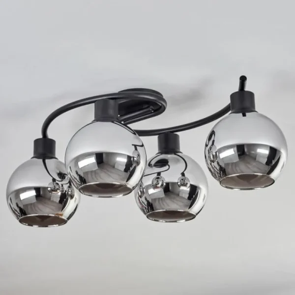 hofstein Plafonnier - Verre Koyoto Chrome, Fumé, 4 lumières* Lampes Modernes