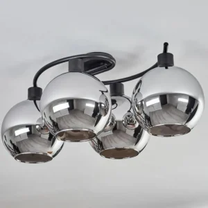 hofstein Plafonnier - Verre Koyoto Chrome, Fumé, 4 lumières* Lampes Modernes