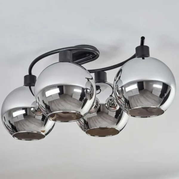 hofstein Plafonnier - Verre Koyoto Chrome, Fumé, 4 lumières* Lampes Modernes