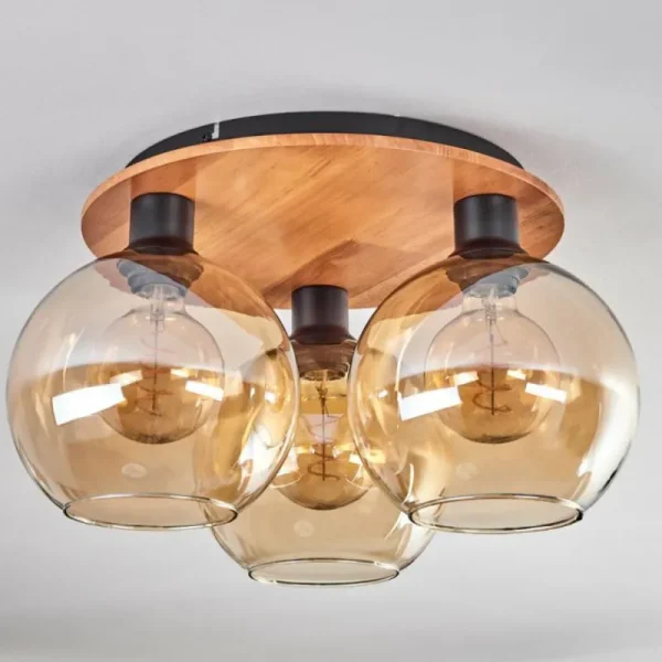 hofstein Plafonnier - Verre Koyoto Écru, Noir, 3 lumières* Lampes Modernes