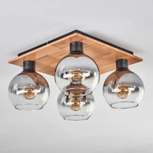 hofstein Plafonnier - Verre Koyoto Écru, Noir, 4 lumières* Lampes Modernes