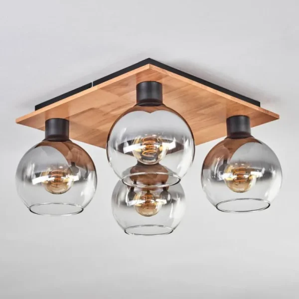 hofstein Plafonnier - Verre Koyoto Écru, Noir, 4 lumières* Lampes Modernes