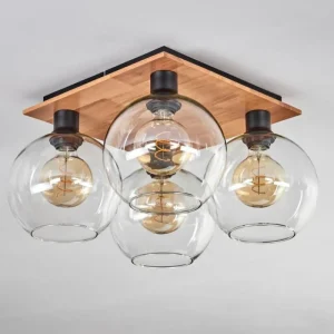 hofstein Plafonnier - Verre Koyoto Écru, Noir, 4 lumières* Lampes Modernes