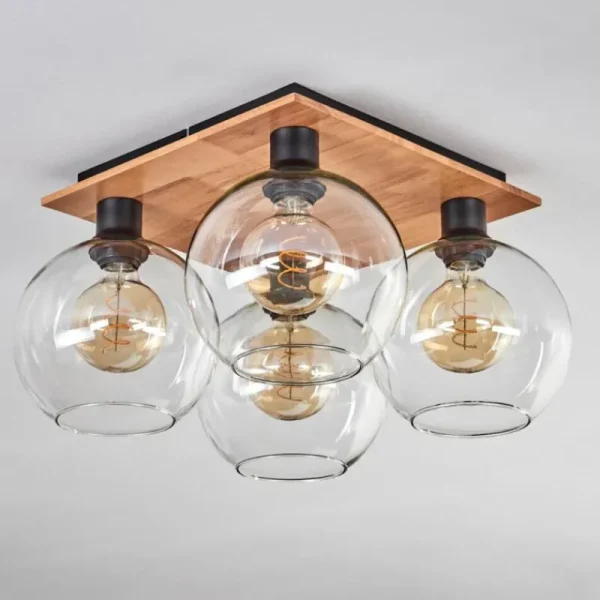 hofstein Plafonnier - Verre Koyoto Écru, Noir, 4 lumières* Lampes Modernes