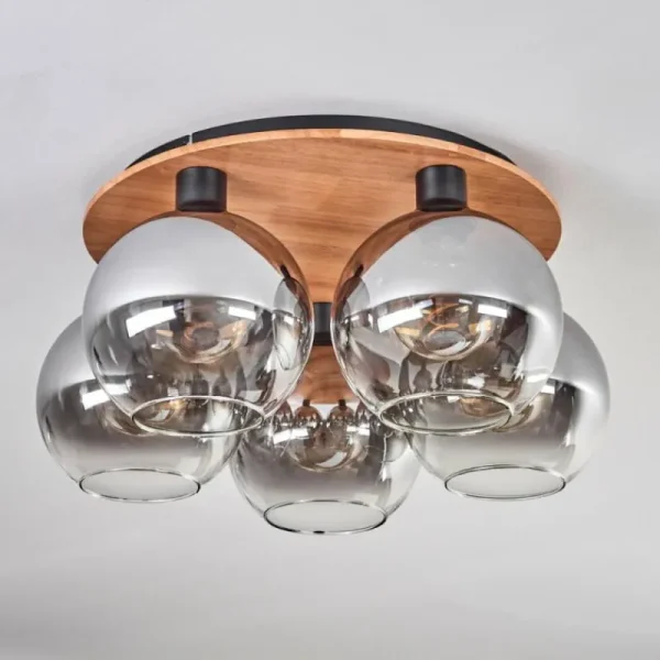 hofstein Plafonnier - Verre Koyoto Écru, Noir, 5 lumières* Lampes Modernes