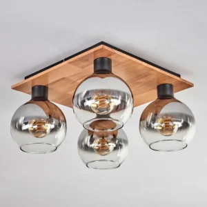 hofstein Plafonnier - Verre Koyoto Écru, Noir, 4 lumières* Lampes Modernes