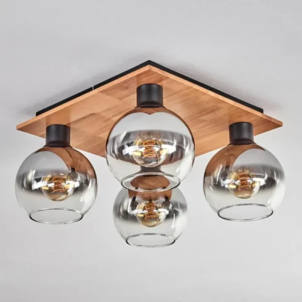 hofstein Plafonnier - Verre Koyoto Écru, Noir, 4 lumières* Lampes Modernes
