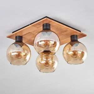 hofstein Plafonnier - Verre Koyoto Écru, Noir, 4 lumières* Lampes Modernes