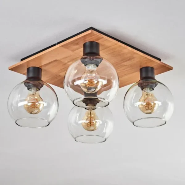 hofstein Plafonnier - Verre Koyoto Écru, Noir, 4 lumières* Lampes Modernes