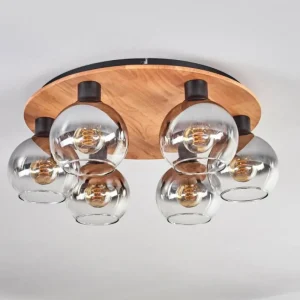 hofstein Plafonnier - Verre Koyoto Écru, Noir, 6 lumières* Lampes Modernes