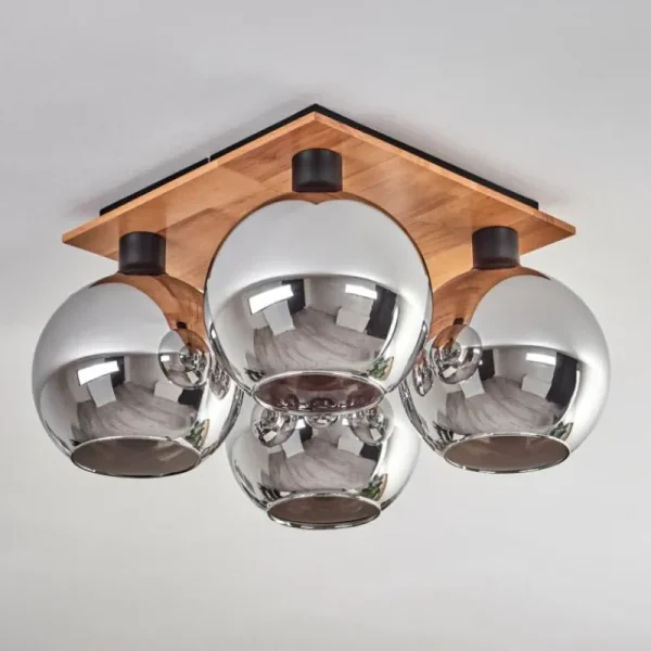 hofstein Plafonnier - Verre Koyoto Écru, Noir, 4 lumières* Lampes Modernes